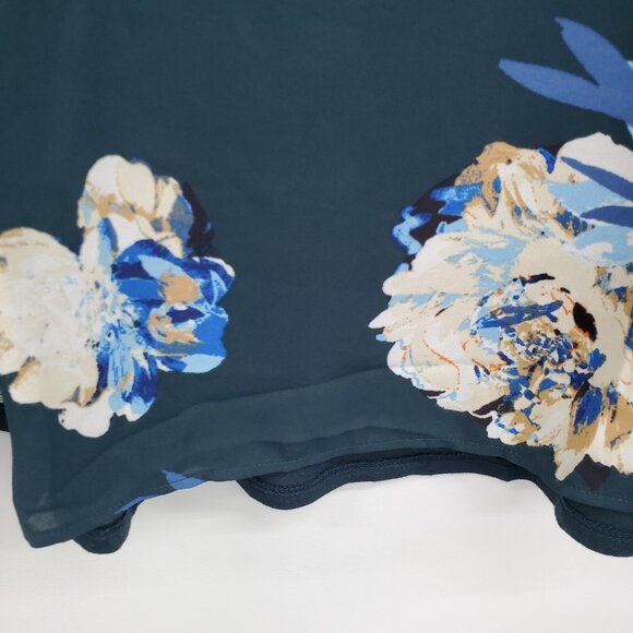 Maurices Chiffon Blouse Womens Size 2XL Teal Floral Long Sleeve Boho Fairy NWT - Picture 6 of 15